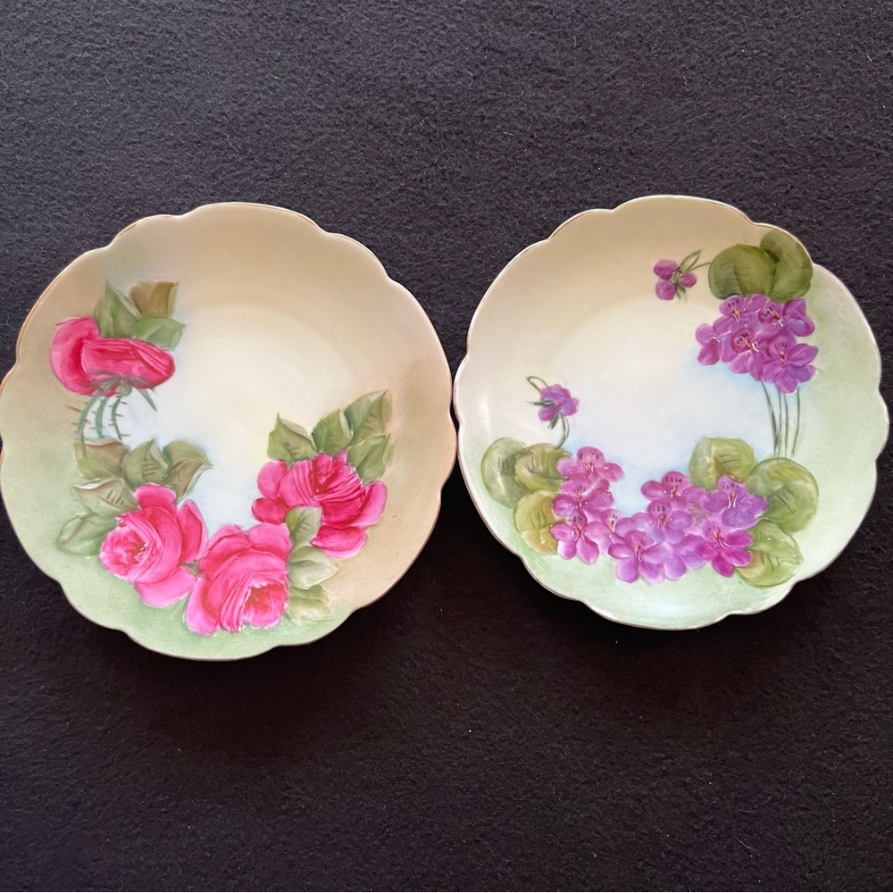 Vintage Set of 2 Bavaria Floral Decorative Plates